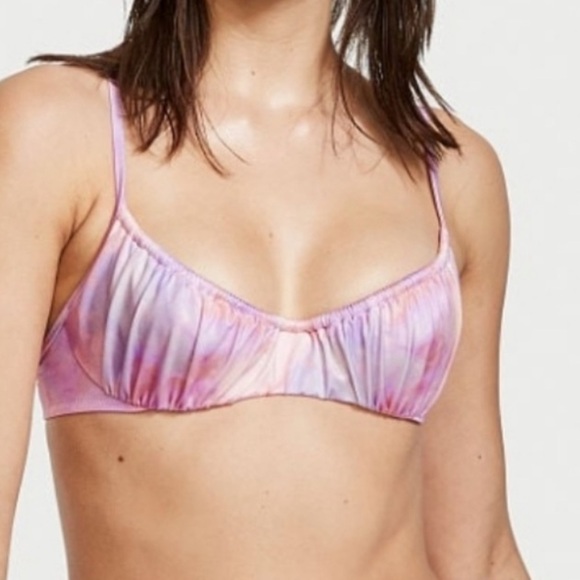 Victorias Secret wicked purple tie dye under wire ruched Bikini top - Picture 1 of 6